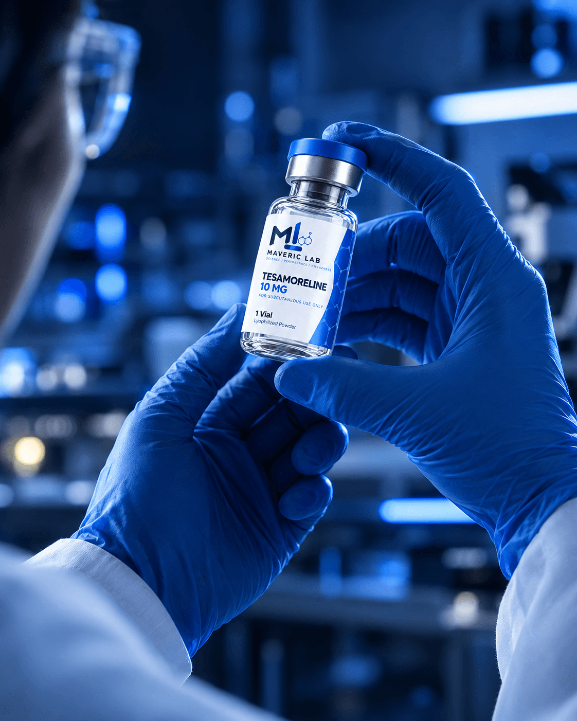 Lab technician inspecting a Maveric Lab vial